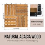 CLOVERHOLM 10 PCs Interlocking Wood Deck Tiles, 12x12 inches Waterproof Wooden Patio Floor Tiles for Indoor and Outdoor, Easy Snap Lock, Balcony, Garden, Natural - Image 2