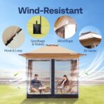VIVOHOME Pop Up Gazebo 10x10ft Outdoor Canopy Tent with Mosquito Netting & 2 Tiers Roof for Patio Garden Backyard, Beige - Image 7
