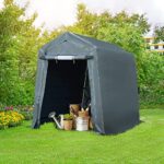 ADVANCE OUTDOOR 6x8 ft Outdoor Portable Storage Shelter Shed with 2 Roll up Zipper Doors & Vents Carport for Motorcycle Waterproof and UV Resistant Portable Garage Kit Tent, Gray - Image 7