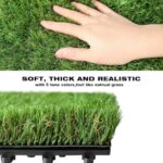 XLX TURF Outdoor Artificial Grass Tiles Interlocking Turf Squares 9 Pack, 12"x12" Fake Grass Mat for Balcony Patio Deck Flooring Decor, Pets Dog Pee Pad, Self-draining 8 Buckle System - Image 2