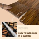 10 pcs Premium Acacia Wood Interlocking Decking Tiles – 12x12x0.9in Weatherproof Patio Flooring Outdoor – Interlocking Deck Tiles for Balcony, Backyar & Poolside, All-Weather Use (Golden Teak Finish) - Image 4