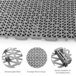 12 PCS Modular Interlocking Cushion, 12" x 12" Interlocking Rubber Floor Tiles with Hole Rubber Mats Drainage Mat, Non Slip Pool Deck Mat Outdoor for Drain Deck Pool Patio (Grey) - Image 7
