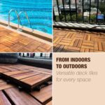 10 pcs Premium Acacia Wood Interlocking Decking Tiles – 12x12x0.9in Weatherproof Patio Flooring Outdoor – Interlocking Deck Tiles for Balcony, Backyar & Poolside, All-Weather Use (Golden Teak Finish) - Image 9