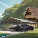 MFSTUDIO Carport 20x30 ft, Outdoor Heavy Duty Metal Shed Carports, Metal Garage Car Shelter Shade Car Port with Galvanized Roof, Frame and Bolts for 3 Cars, Truck and Boats - Image 6