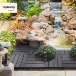 Outsunny Interlocking Deck Tiles, Pack of 11 Outdoor Flooring Patio Tiles, 12" x 12", All Weather for Porch, Balcony, Backyard for a New Classic Look, Grey - Image 2