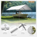 Carport Car Port Canopy 12x20 ft Heavy Duty, Portable Garage Shelter Logic Car Tents Carpas para Carros All Weather for Truck Boat, Galvanized Steel Frame Carports Height Adjustable White - Image 2