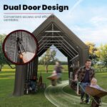 KING BIRD Heavy Duty 13X20FT RV Carport - 12.3FT Ultra High Peak Storage Shed Shelter for Trucks/SUVs with Roof Racks, Boats. Outdoor Anti-Snow Car Canopy-Dark Gray - Image 4