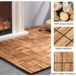Yaheetech 27pcs Acacia Wood,Interlocking Deck Tiles with Non-Slip Surface,Easy Snap Waterproof Flooring Tiles for Indoor Outdoor,Cracking Resistant Patio Backyard Decor for All Weather Use,Wood - Image 4