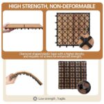 Yaheetech 10pcs Acacia Wood,Interlocking Deck Tiles with Non-Slip Surface,Easy Snap Waterproof Flooring Tiles for Indoor Outdoor,Cracking Resistant Patio Backyard Decor for All Weather Use,Wood - Image 8