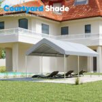 Quictent 10x20 ft Heavy Duty Carport Galvanized Car Tent Outdoor Canopy Boat Shelter with Reinforced Structure - Gray - Image 9
