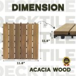 VICTORY RELAX Acacia Wood Decking Tiles 9PCS - Easy Snap Interlocking Deck Tiles for Patio Poolside Balcony Decor - All Weather Waterproof Flooring for Indoor & Outdoor (Round Joints) - Image 7