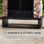 Sunjoy Outdoor Fireplace, Heavy Duty Patio Wood Burning Fireplace with Steel Chimney, Mesh Spark Screen Doors, Removable Grate and Fire Poker, Black - Image 8