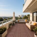 Plastic Interlocking Deck Tiles (44 PCs), 12x12 Inches Waterproof Outdoor Patio Flooring, Easy Snap Balcony Floor Tiles for Garden, Poolside, Backyard, Pathway, Indoor Use, H Pattern, Red Brown - Image 5