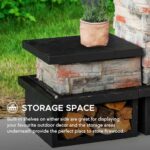 SUNJOY Outdoor Fireplace with Wood Storage and Chimney, Patio Wood Burning Fire Pit with Mesh Spark Screen Doors, Fire Poker, and Removable Grate, for Patio Garden Deck Backyard, Copper and Black - Image 7
