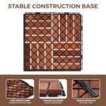 CLOVERHOLM 10 PCs Interlocking Deck Tiles, 12x12x0.75 inches Waterproof Wood Patio Floor Tiles for Indoor and Outdoor, Easy Snap Flooring, Balcony, Backyard, Square Joints, Teak - Image 3