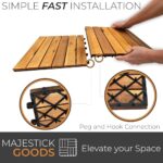 Interlocking Deck Tiles Snap Together Wood Flooring - 12 x 12 Acacia Hardwood Outdoor Flooring for Patio - Click Floor Decking Tile, Water Resistant Balcony Flooring, Wooden Parquet Flooring 24 Sq Ft - Image 4