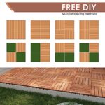 PrimeZone 297 PCS Solid Acacia Wood Interlocking Patio Deck Tiles - 12" x 12" Indoor Outdoor Waterproof Flooring Tiles for Balcony, Backyard, Garden & Poolside, All Weather Use, Natural Wood - Image 7