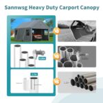Carports 20X20 Heavy Duty,Car Ports with 180G Removable Side Walls,Carport Canopy,Portable Car Port Garage,Car Shelter All Weather,Grey - Image 5