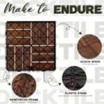 VICTORY RELAX Acacia Wood Flooring Interlocking Deck Tiles for Patio Decor 9 Pcs 12 Slats VR Brown - Waterproof Indoor & Outdoor Decor - Balcony Garden Decking Tile (12.2 * 12.2 * 0.7 inches) - Image 5