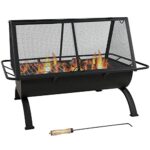 Sunnydaze 36-Inch Northland Steel Outdoor Fire Pit with Grill - Outdoor Fireplace with Cooking Grate, Spark Screen, Cover, and Poker