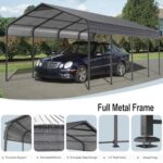 12x20 FT Heavy Duty Carports, Outdoor Car Tent Garage with Galvanized Steel Roof and Frame, Weather-Resistant Steel Car Shelter Canopy, Expanding Garage Space for Backyard, Patio,Grey - Image 3