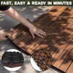 VICTORY RELAX Acacia Wood Flooring Interlocking Deck Tiles for Patio Decor 9 Pcs 6 Slats VR Brown - Waterproof Indoor & Outdoor Decor - Balcony Garden Decking Tile (12.24 * 12.24 * 0.75 inches) - Image 3