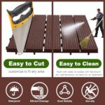 PrimeZone 54 PCS Plastic Interlocking Patio Deck Tiles - 12" x 12" Waterproof Indoor Outdoor Flooring, Patio Floor Decking for Balcony, Backyard, Garden & Poolside, All Weather Use, Dark Brown - Image 8