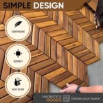 Majestick Goods Interlocking Deck Tiles 12"x8" Herringbone 6 Sq Ft - Acacia Wood Patio Tiles for Outdoor Flooring, Porch & Balcony - Non-Slip Wooden Tile Pavers - Easy to Install, 8 Tiles, 2 Edges - Image 3