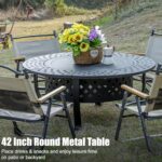 Panovue 42 Inch Fire Pit with 2 BBQ Grills, Wood Burning Fire Pits for Outside with Lid & Fire Poker, BBQ& Outdoor Firepit & Round Metal Table 3 in 1 for Patio, Picnic, Party - Image 5