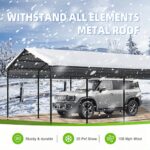 Vigo huseeo 12x20x8.7 FT Carport with Galvanized Steel Roof, Heavy Duty Metal Carport Canopy, Car Shelter Garage for Pickup, Boat, Car and Tractors, Grey - Image 5