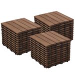 Yaheetech 33pcs Interlocking Patio Deck Tiles 12 x 12in Wood Floor Tiles Wooden Flooring for Patio Garden Deck Poolside, Brown