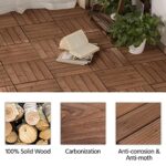 Yaheetech 27PCS Interlocking Patio Deck Tiles 12 x 12in Wood Floor Tiles Outdoor Flooring for Patio Garden Deck Poolside Brown - Image 3