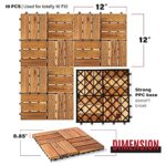 RAKYTO Solid Wood Acacia Interlocking Deck Tiles (Pack of 10, 12" x 12") - Image 2