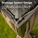 Domi 10' X 14' Hardtop Gazebo, Upgraded Metal Gazebo with Drainage System, Dual-Layer Galvanized Steel Roof, Curtain and Netting, Outdoor Shelter Canopy for Patio, Garden, and Backyard, Brown - Image 3