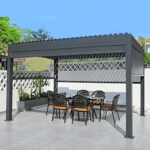 MARURY Outdoor Pergola, Leisure House Gazebo Sheds, Waterproof Louver Roof System Garden Aluminium Pergola Gazebo Canopy, for Backyard, Patio, Garden - Image 4