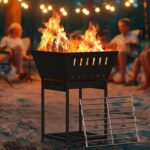 YBING Wood Burning Fire Pit for Outside - 24 Inch Outdoor Fire Pit with Grill, 2-in-1 Square Firepit with Ash Tray and Wood Storage for Camping, Backyard, Patio, Black - Image 8