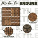 VICTORY RELAX Interlocking Acacia Wood Deck Tiles, 9-Pack, 12 Slats, Waterproof Outdoor Flooring for Patio, Balcony, Garden – Natural Finish, 12.2" x 12.2" x 0.7" - Image 6