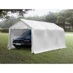 GDY 17 x 10ft Heavy Duty Carport Canopy with Sidewalls Waterproof Garage Car Shelter Enclosed Storage Shed, White - Image 3