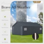 Sophia & William Carport Storage Shed 13x24 ft Portable, Heavy Duty Car Port Canopy Garage Shelter with Sidewalls and Roll Up Doors for Automobile Boat Motorcycle Bike, Gray - Image 4