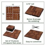 BEEFURNI Acacia Interlocking Deck Tiles (12x12 Pack 10), Acacia Wood Deck Tiles Interlocking Outdoor, Indoor Flooring Mats for Balcony Decor,Patio, Backyard, 1-Year Manufacturer Warranty (Dark Brown) - Image 3