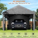 SANWAY 12x20 Gazebo Canopy Tent, Heavy Duty Carport with Removable Sidewalls & Doors, Portable Garage with Roll-up Ventilated Windows, Dark Gray - Image 3