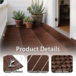 76 Pack Interlocking Deck Tiles, 11.42"x11.42" (68.80 Sq.Ft), 3D Wood Grain Plastic, Waterproof All-Weather Anti-Slip Outdoor Flooring, Easy-Snap Patio Balcony Backyard Garden Tiles, Brown - Image 3