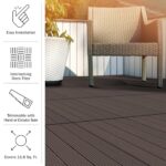 Interlocking Deck Tiles - 6-Pack 11.6-in Wood Plastic Composite All-Weather Outdoor Flooring Balcony Poolside or Patio by Pure Garden (Mocha Brown) - Image 3