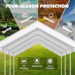 10x20FT Carport Canopy Replacement Cover Heavy Duty Waterproof & UV Protected, All Weather Car Shade Canopy with Ball Bungees (White, 10'x20', Frame is not Included) - Image 5