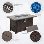 Wicker Propane Fire Pit Outdoor Fire Pit Table 60000 BTU 43 Inches Gas Fire Pit with Steel Grille Tabletop Double Fire Tube Blue Crystal Beads and Fire Pit Cover - Image 3