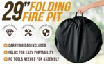 Fire Sense 60838 Fire Pit Portable Folding Round Steel with Folding Legs Wood Burning Lightweight Included Carrying Bag & Screen Lift Tool - Black - 29" - Image 6
