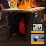 Wicker Propane Fire Pit Outdoor Fire Pit Table 60000 BTU 43 Inches Gas Fire Pit with Steel Grille Tabletop Double Fire Tube Blue Crystal Beads and Fire Pit Cover - Image 6