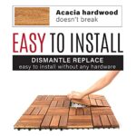 RAKYTO Solid Wood Acacia Interlocking Deck Tiles (Pack of 10, 12" x 12") - Image 4