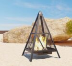 Kingson Pyramid Fire Pit, Heavy-Duty Steel Smokeless Wood Burning Fire Bowl for Outdoor Patio Garden Backyard, Bohemian & Meditation Decor - Image 6