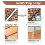 PrimeZone 297 PCS Solid Acacia Wood Interlocking Patio Deck Tiles - 12" x 12" Indoor Outdoor Waterproof Flooring Tiles for Balcony, Backyard, Garden & Poolside, All Weather Use, Natural Wood - Image 4